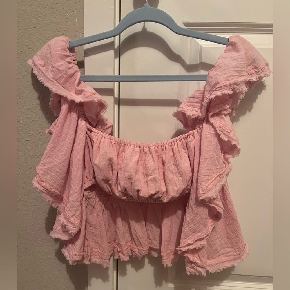 Free People 100% Cotton Make Waves Reversible Crop Top Babydoll Top - Picture 3 of 12